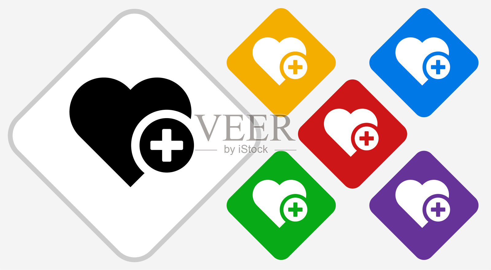 添加喜欢的颜色钻石矢量图标插画图片素材