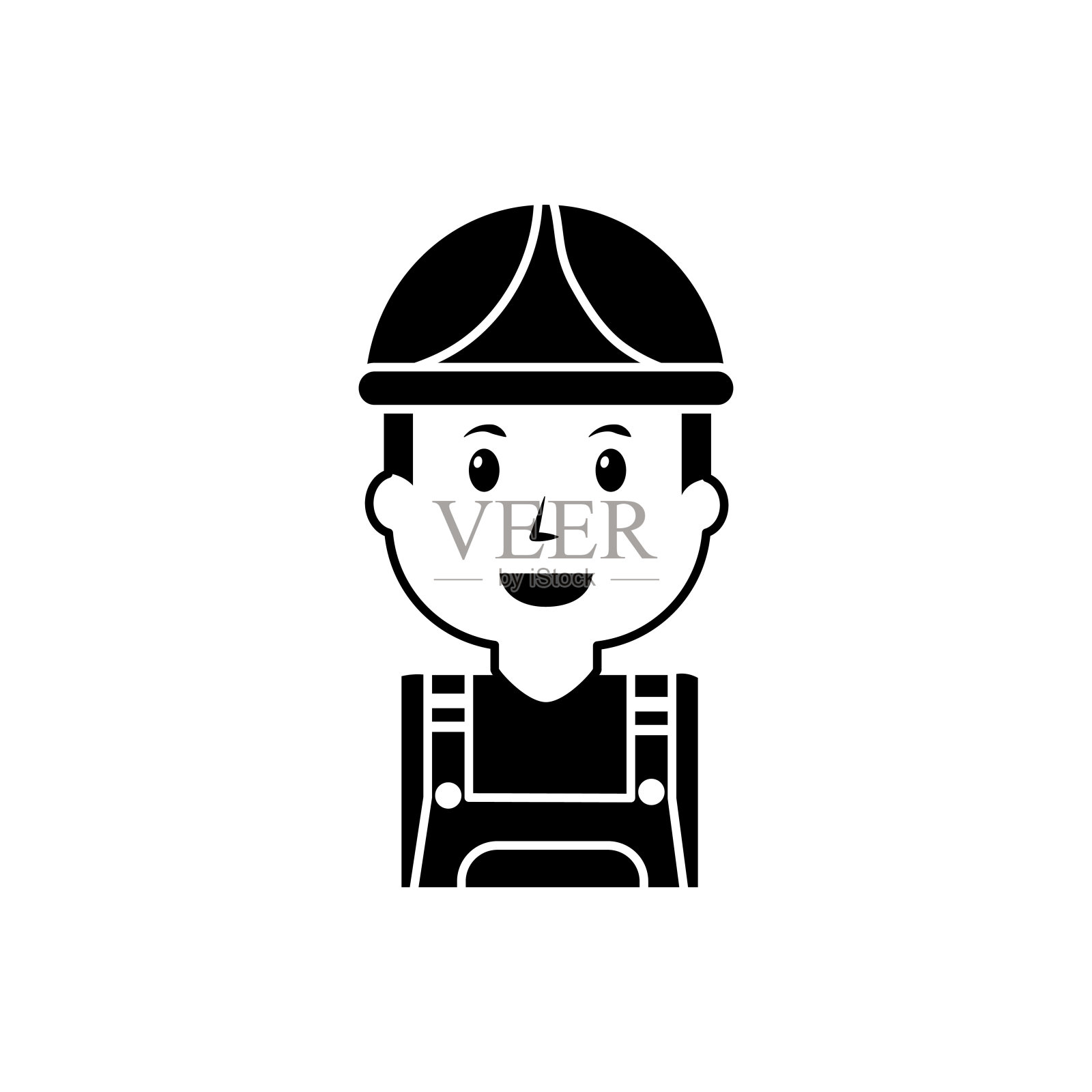 肖像工人建设与工作服和头盔设计元素图片