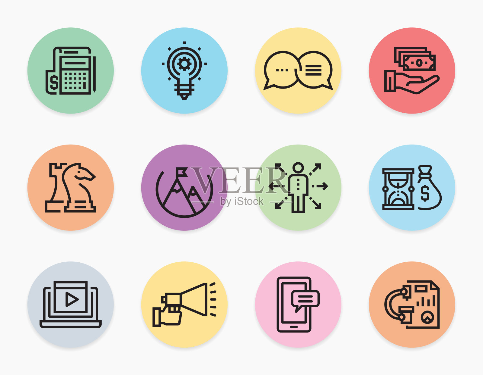 业务和营销线图标集图标素材