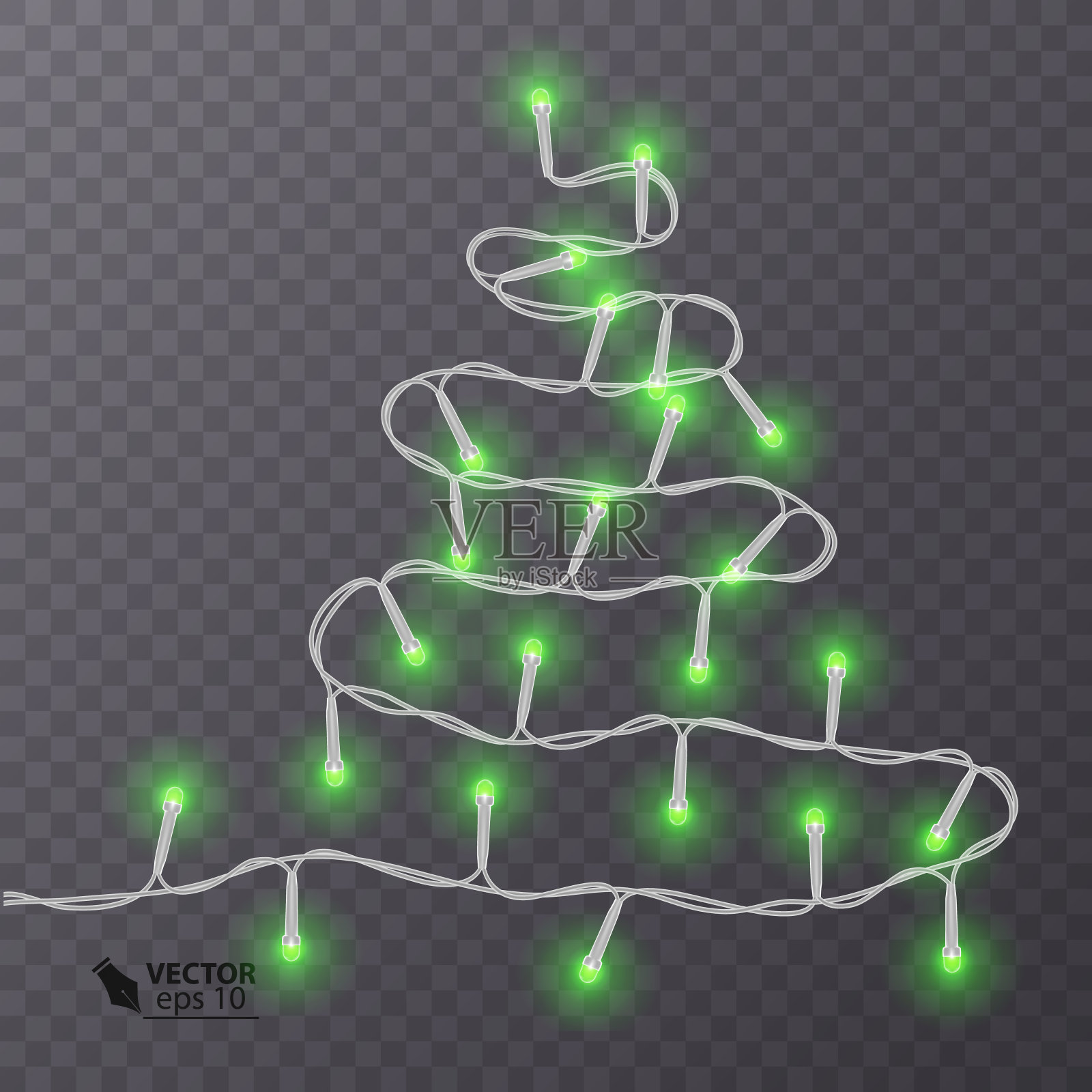 圣诞节装饰，独立发光灯效设计元素插画图片素材