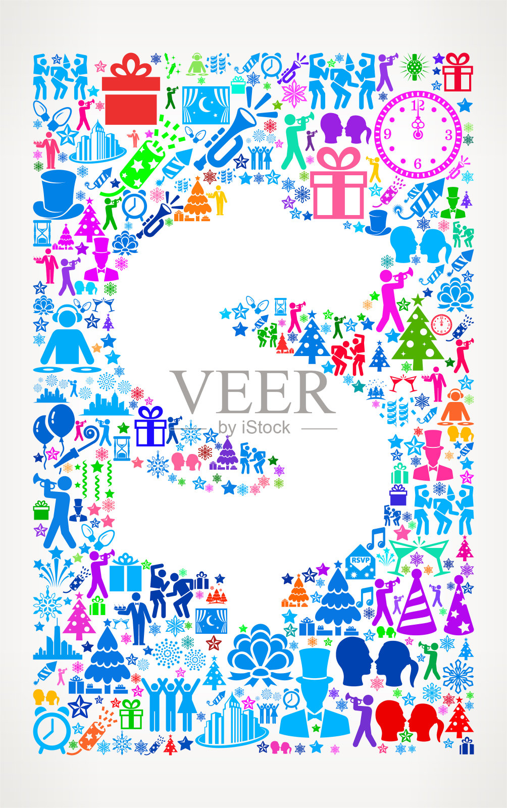 美元新年2018庆祝矢量图标模式插画图片素材