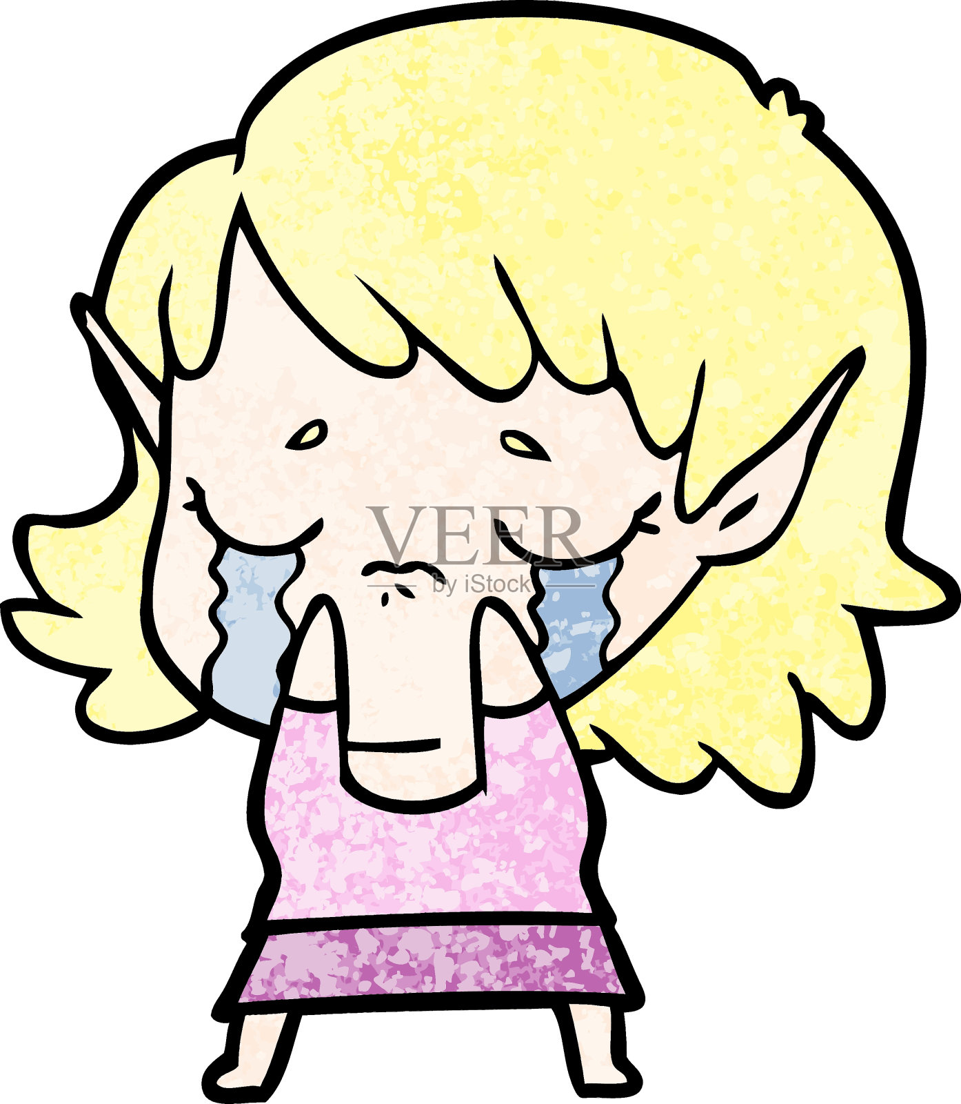 卡通哭泣精灵女孩设计元素图片