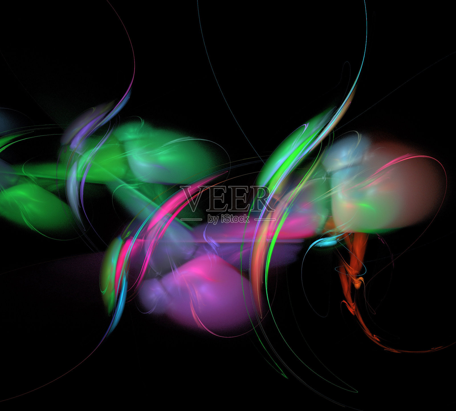 一个数字分形在黑色上的图像照片摄影图片