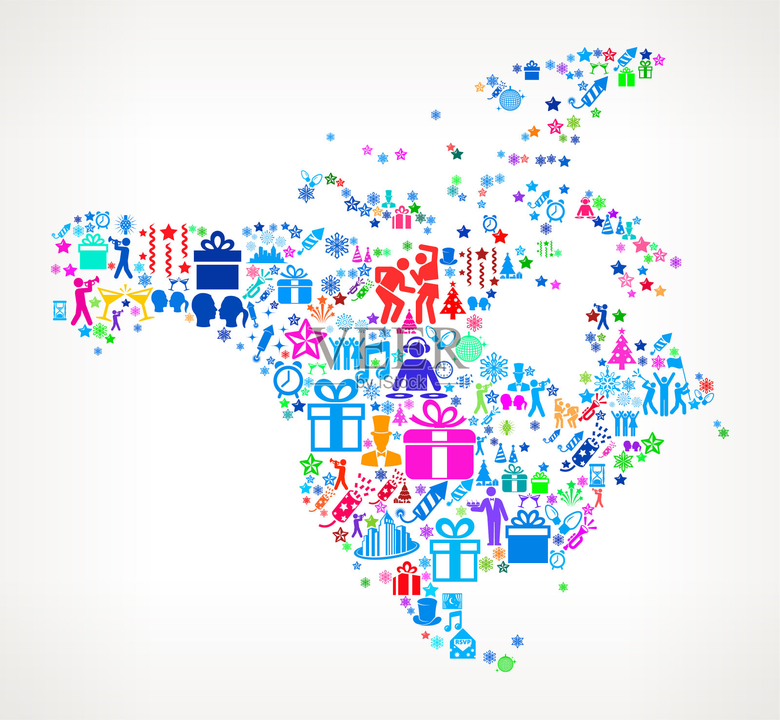 北美2018年新年庆祝矢量图标模式插画图片素材