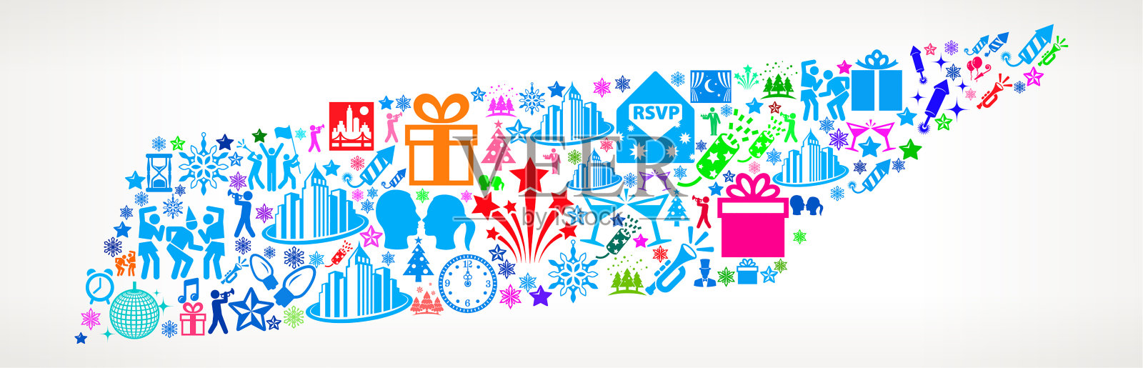 田纳西州新年2018庆祝矢量图标模式插画图片素材