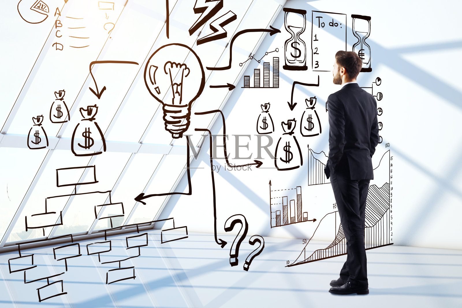 商人看商业素描照片摄影图片