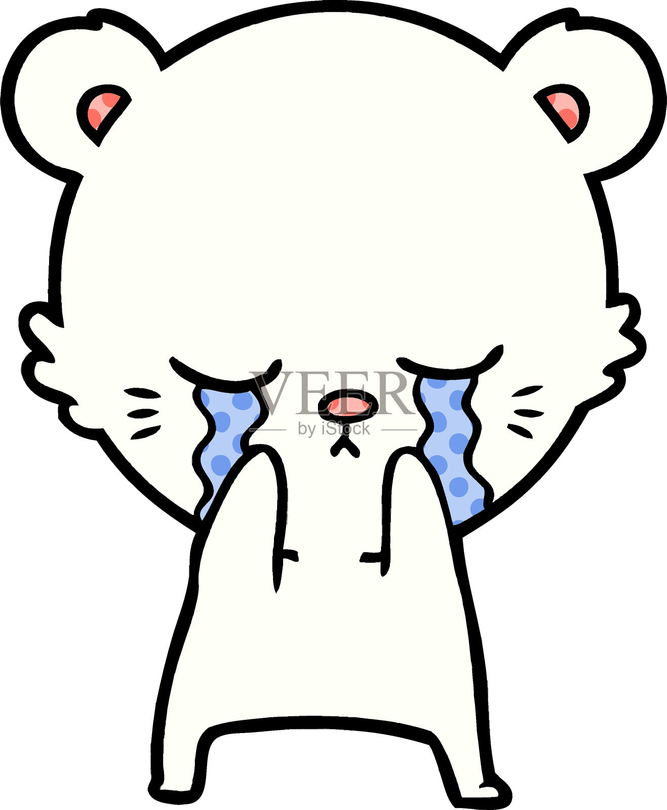 可怜的小北极熊卡通插画图片素材