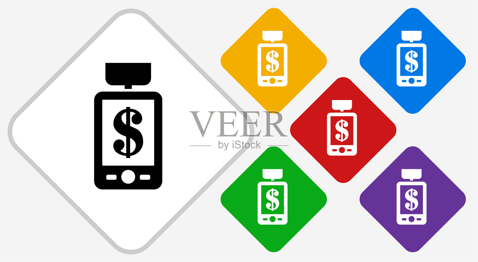 手机信用卡彩色钻石矢量图标插画图片素材