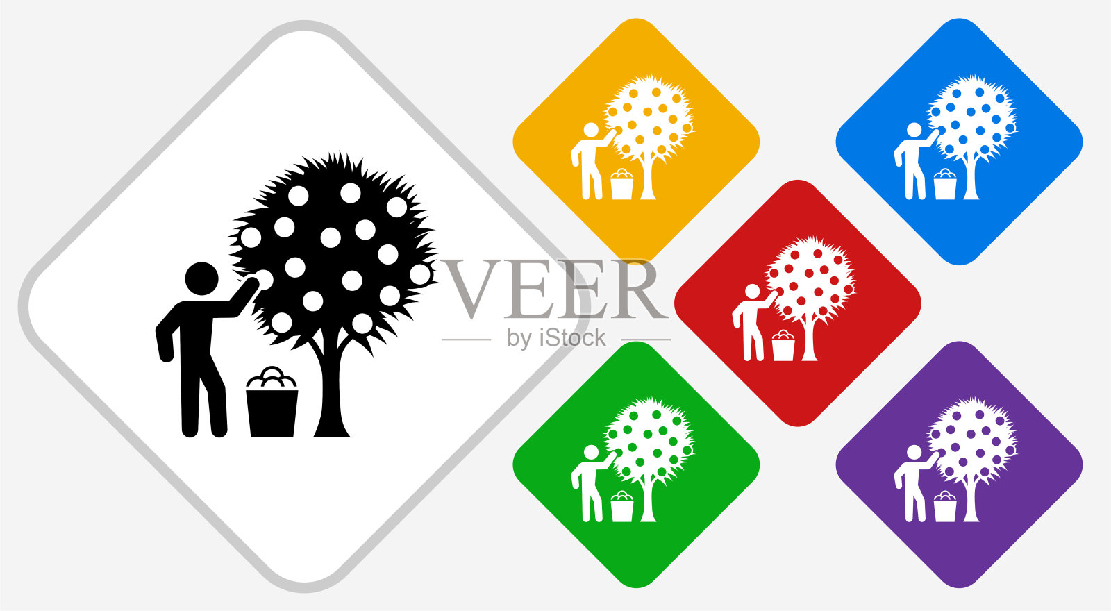 收获彩色钻石矢量图标插画图片素材