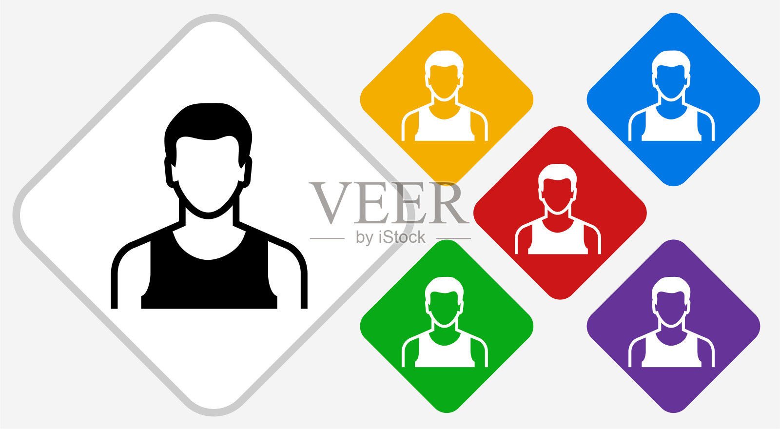 男性脸颜色钻石矢量图标插画图片素材