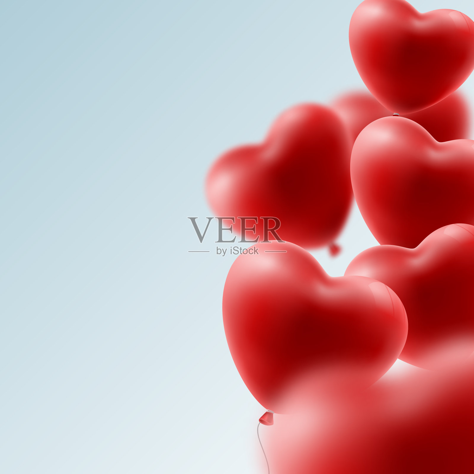 美丽的矢量假日插画飞红气球心。情人节快乐插画图片素材