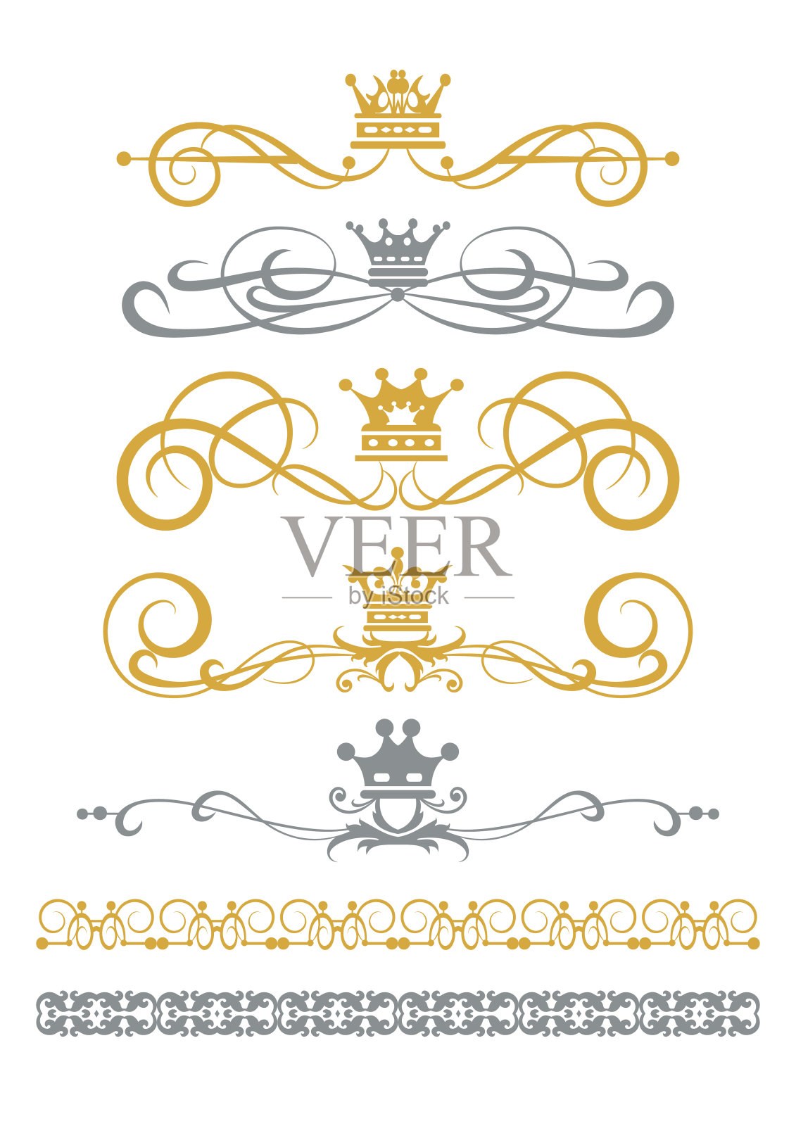 复古边框和卷轴插画图片素材