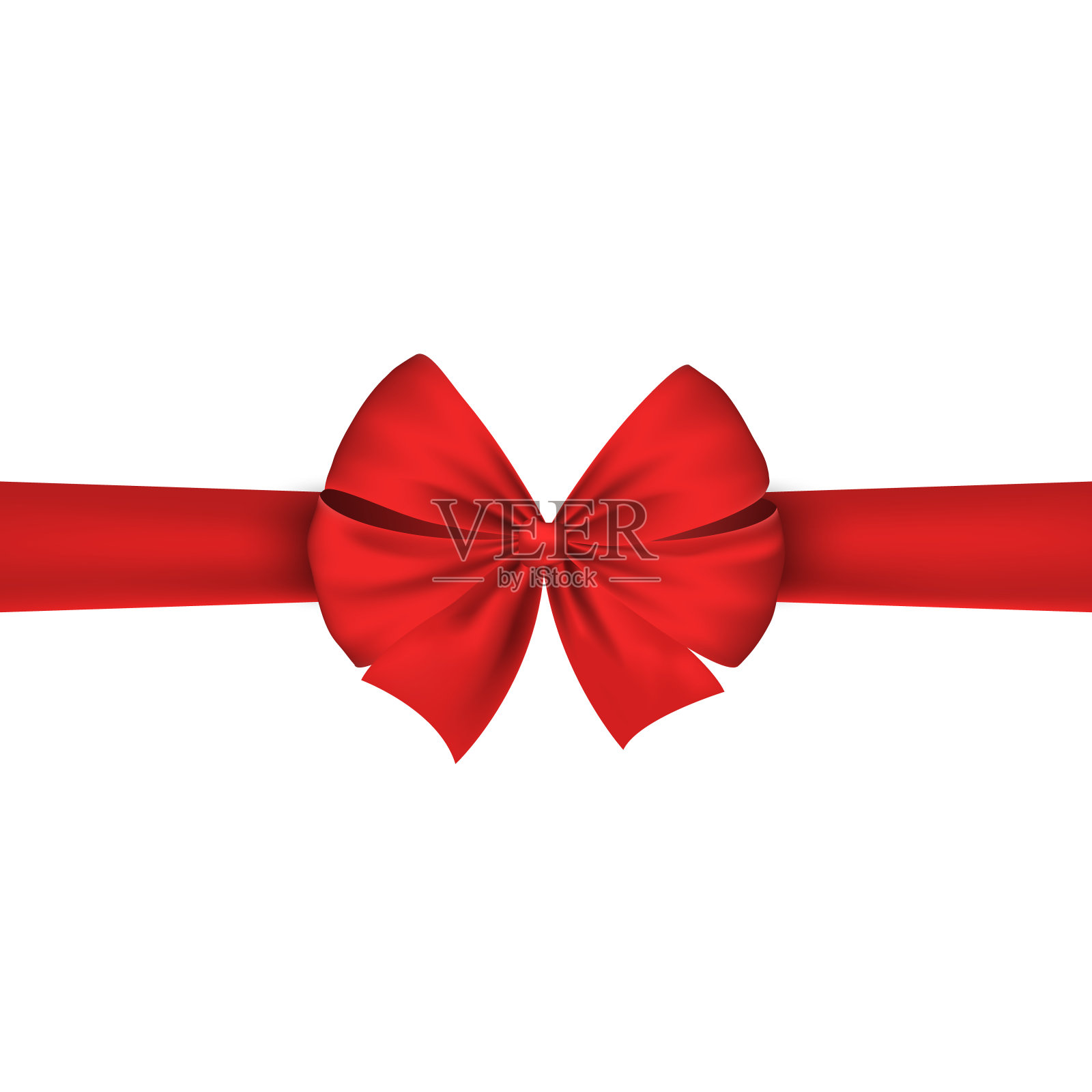 红色现实的丝带在假日孤立的白色背景。美丽的节日弓。矢量图设计元素图片