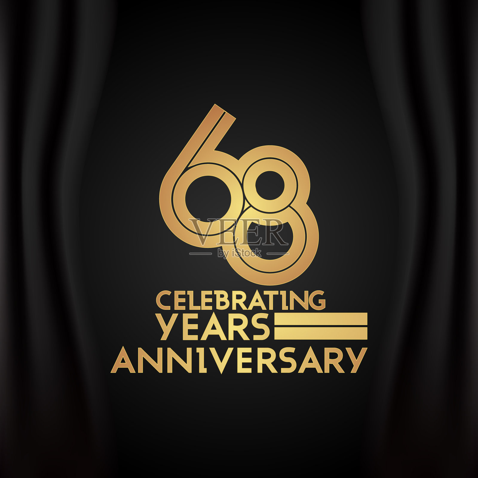 68周年庆典标志，采用金利线性字型编号插画图片素材