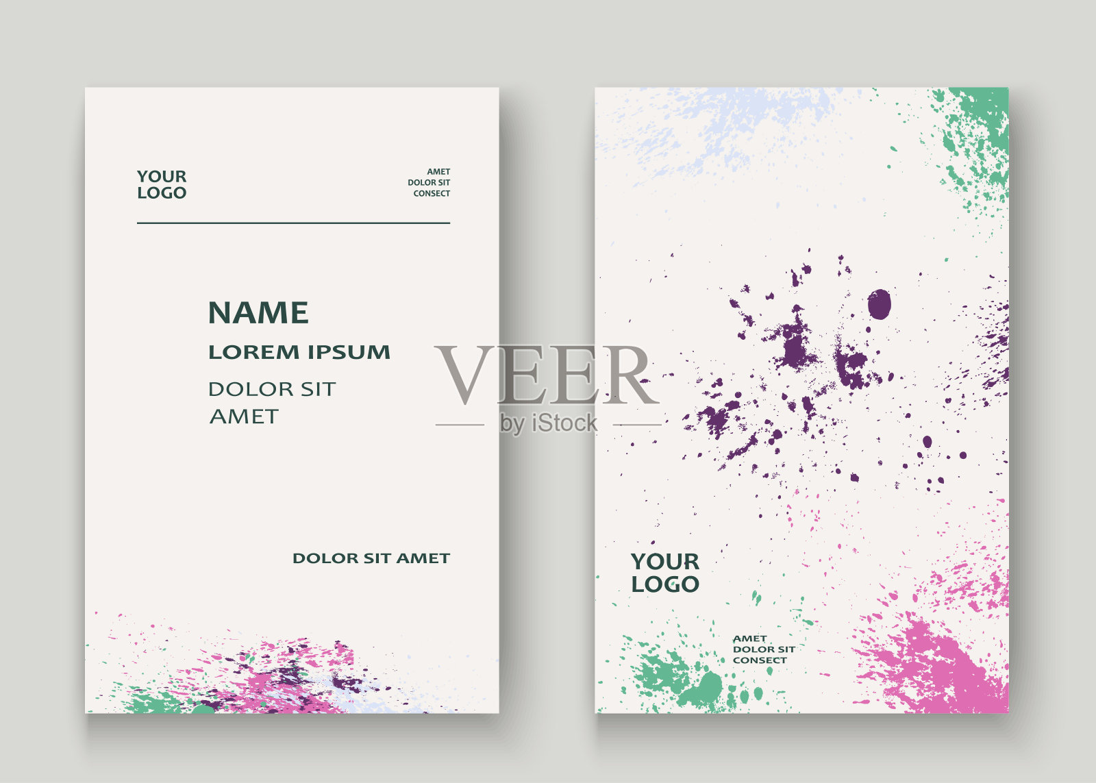 霓虹爆炸喷绘艺术封面框架设计。装饰粉尘飞溅，喷涂纹理白色背景。时尚创意矢量模板封面报告目录小册子传单海报横幅设计模板素材