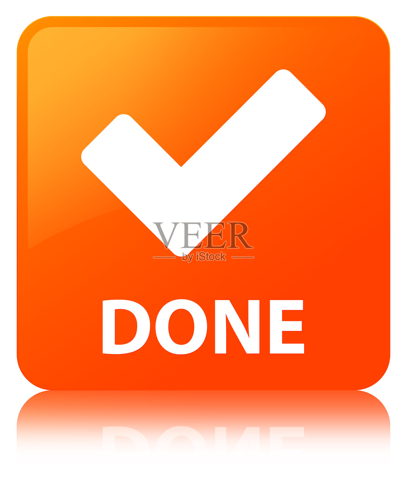 完成(验证图标)橙色方框按钮插画图片素材