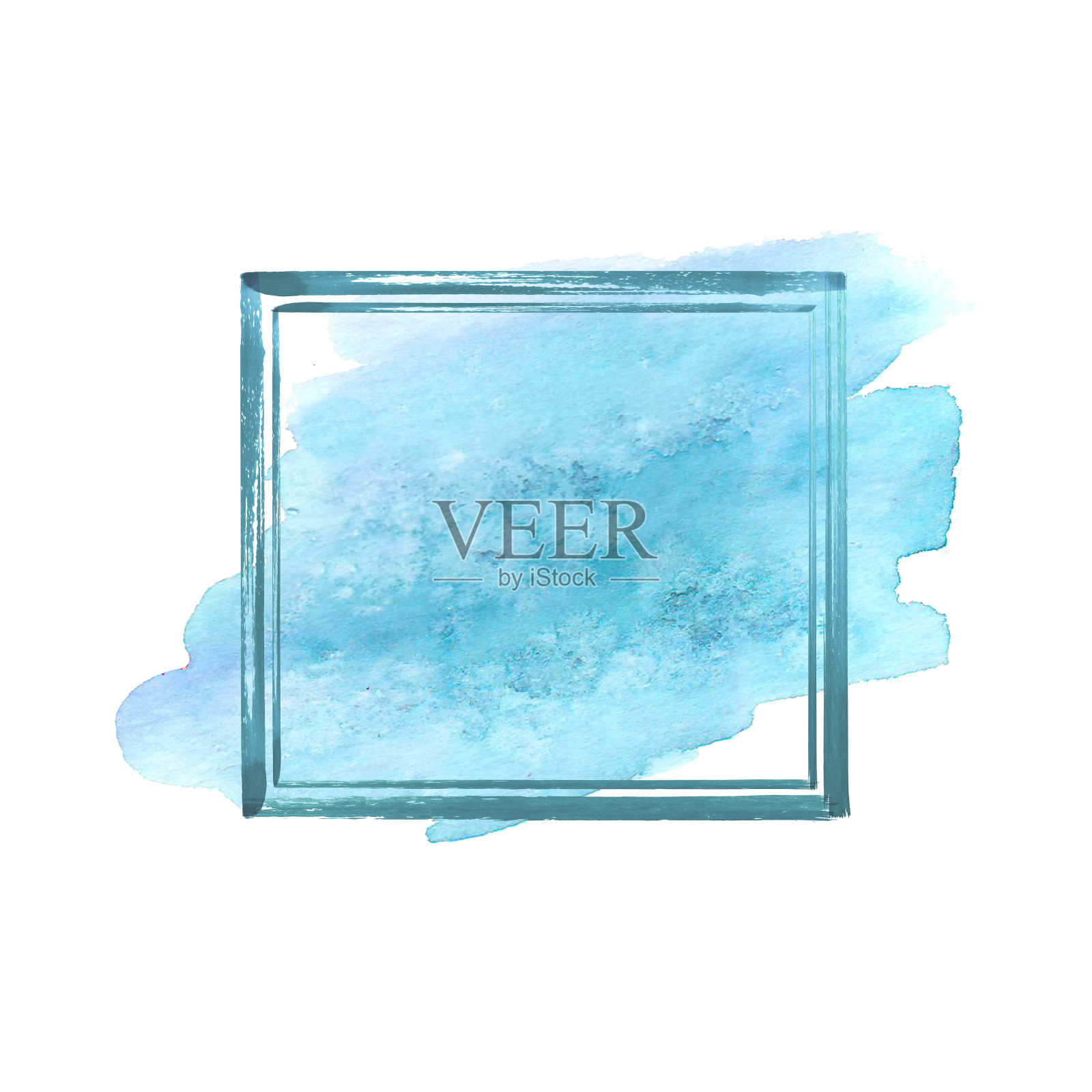 蓝色水彩Grunge风格边框插画图片素材