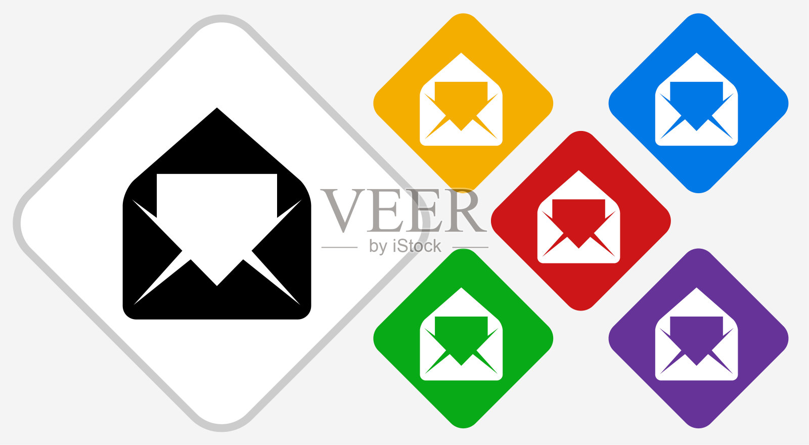 邮件彩色钻石矢量图标插画图片素材