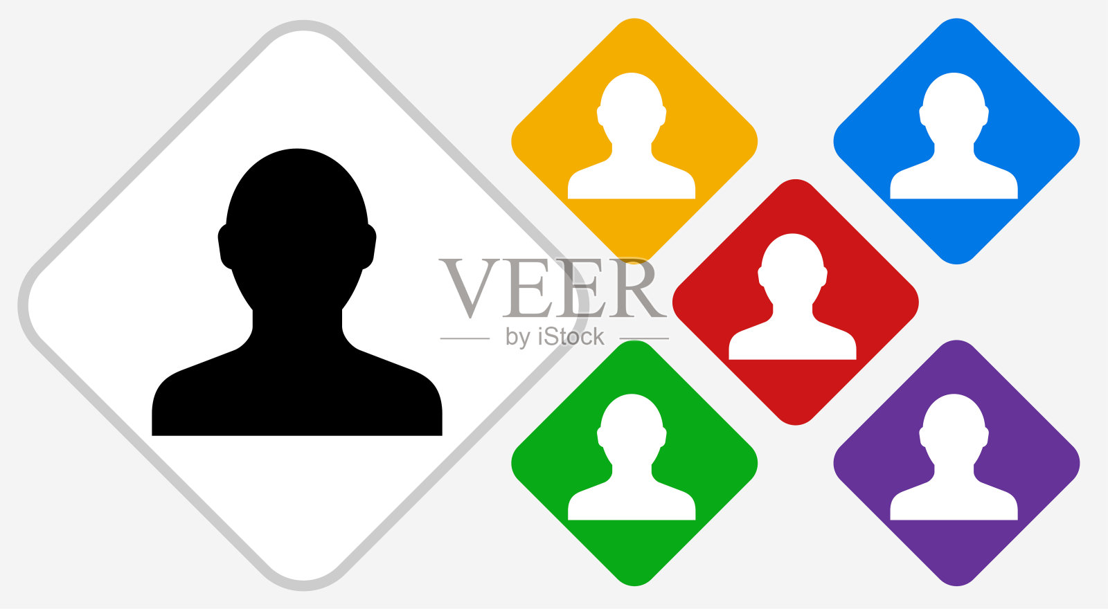 人类剪影颜色钻石矢量图标插画图片素材