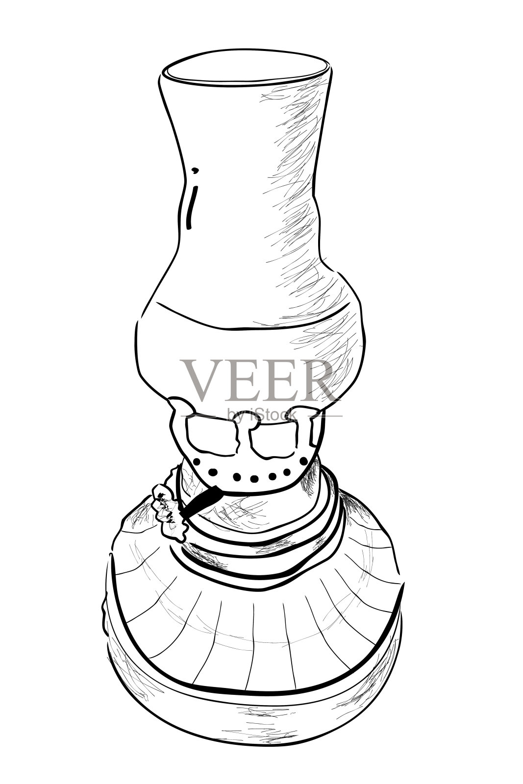 涂鸦经典油灯，背景透明效果(条纹阴影在另一个组图层，所以你可以轻松删除)插画图片素材