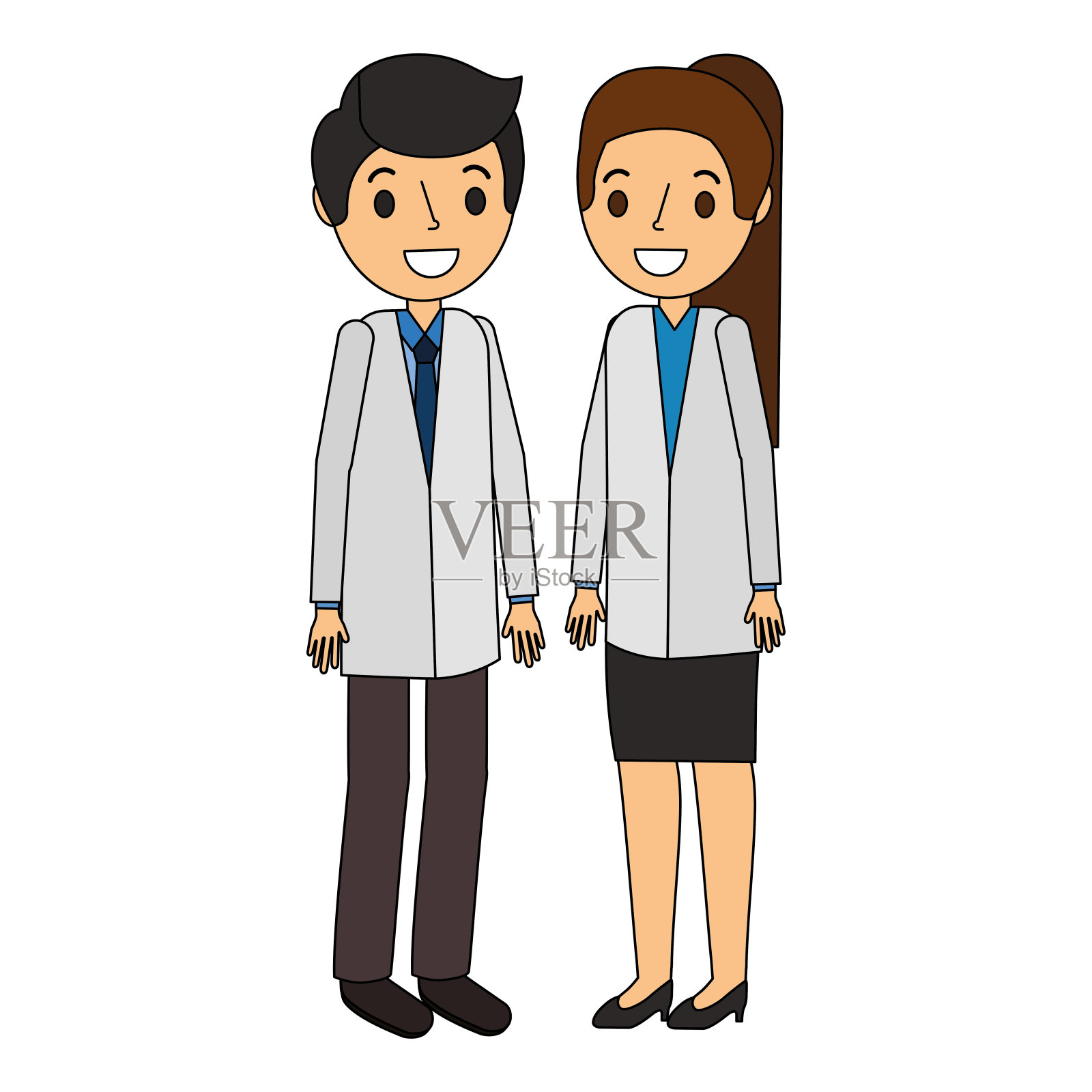 医生夫妇的虚拟角色设计元素图片