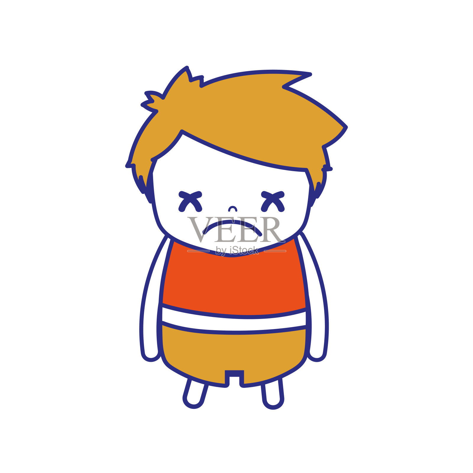 彩色男孩的发型设计和悲伤的脸设计元素图片