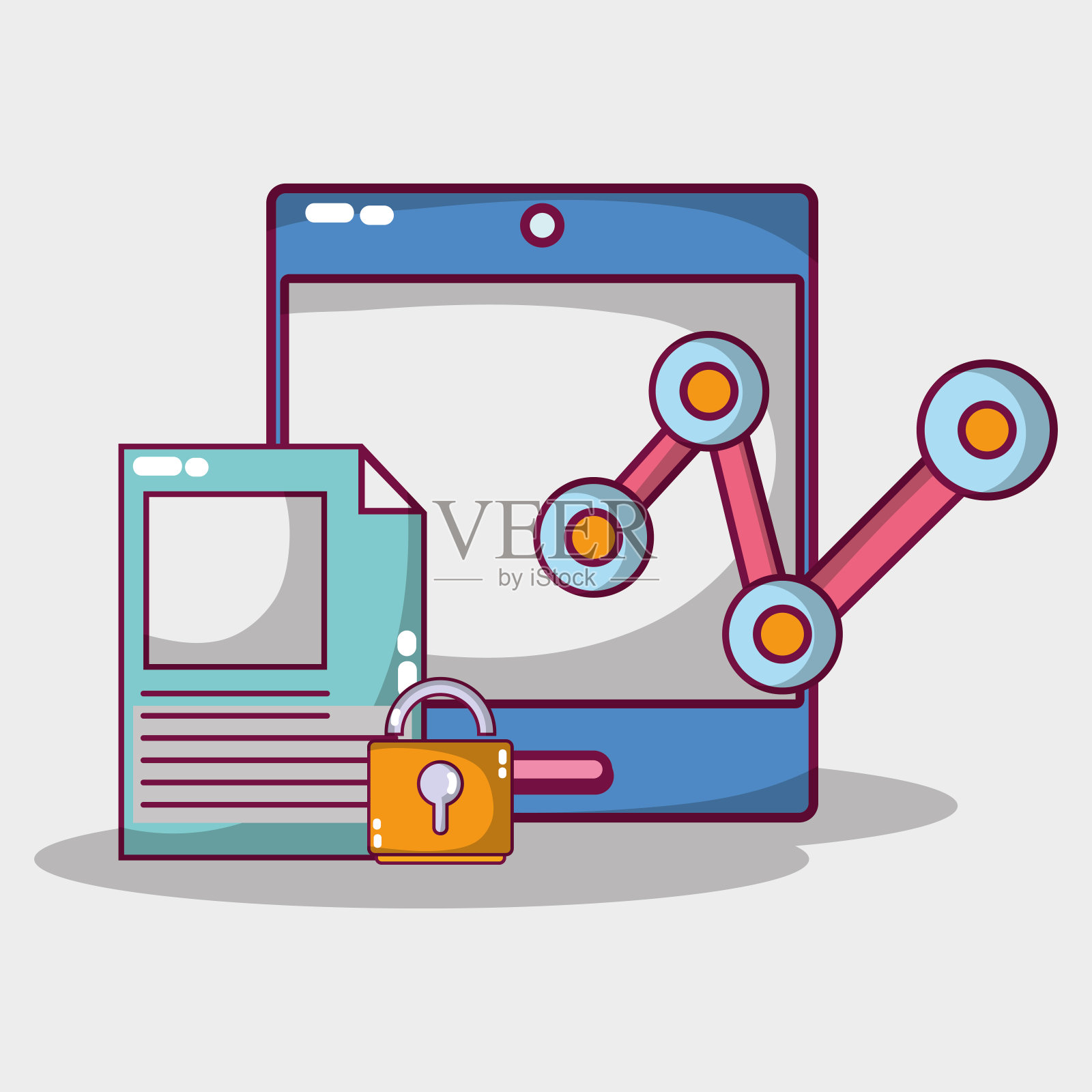 数据中心服务器网络技术插画图片素材