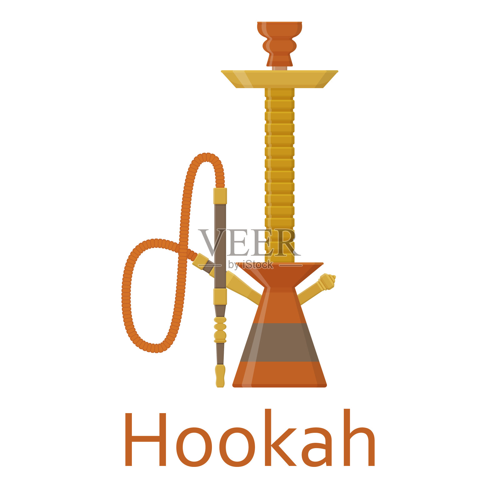 水烟公寓，有烟斗和水烟。在白色背景上隔离插画图片素材