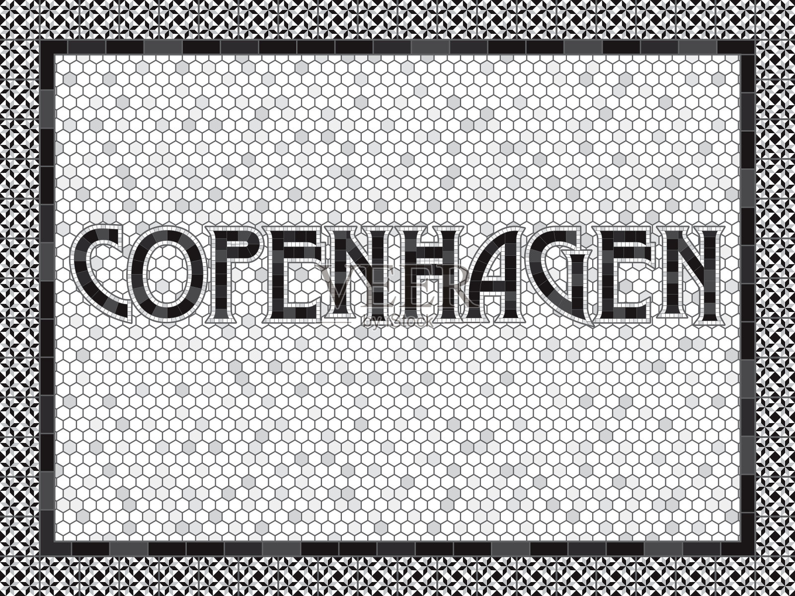 哥本哈根老式马赛克瓷砖印刷插画图片素材