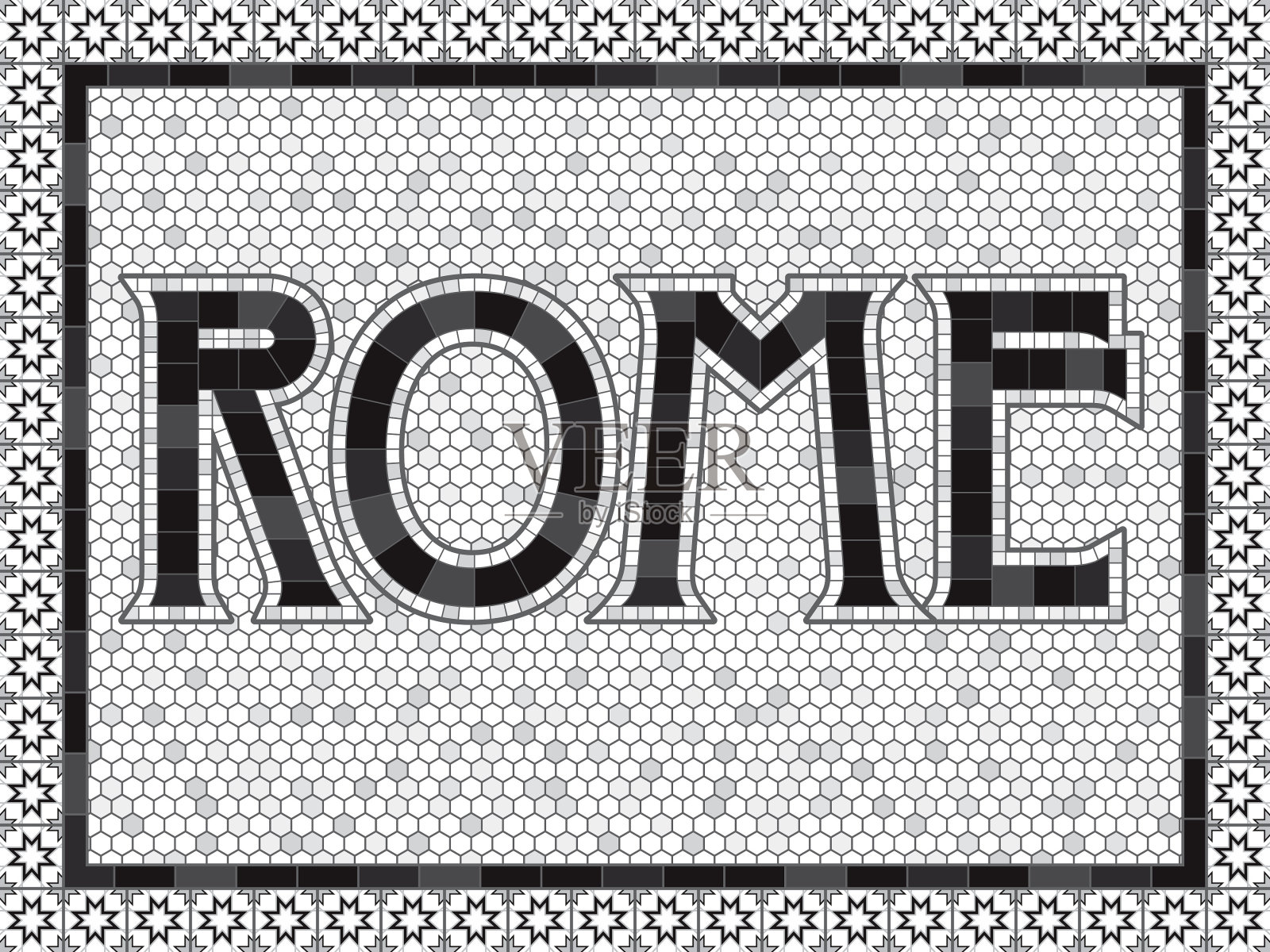 罗马老式马赛克瓷砖印刷插画图片素材