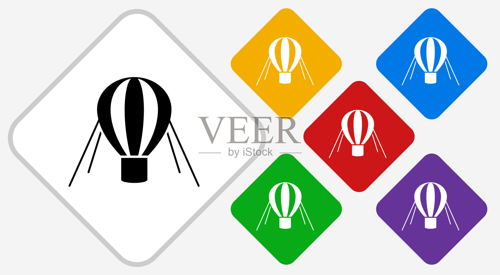 热气球彩色钻石矢量图标插画图片素材