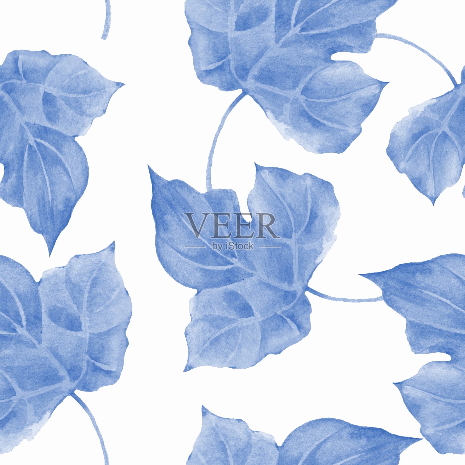 花无缝图案与水彩叶插画图片素材