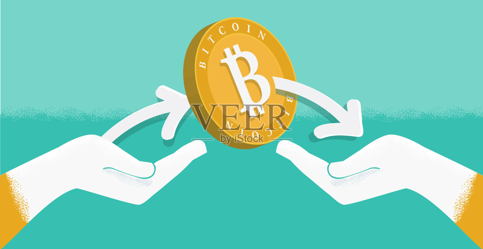 矢量插图的比特币概念与手插画图片素材