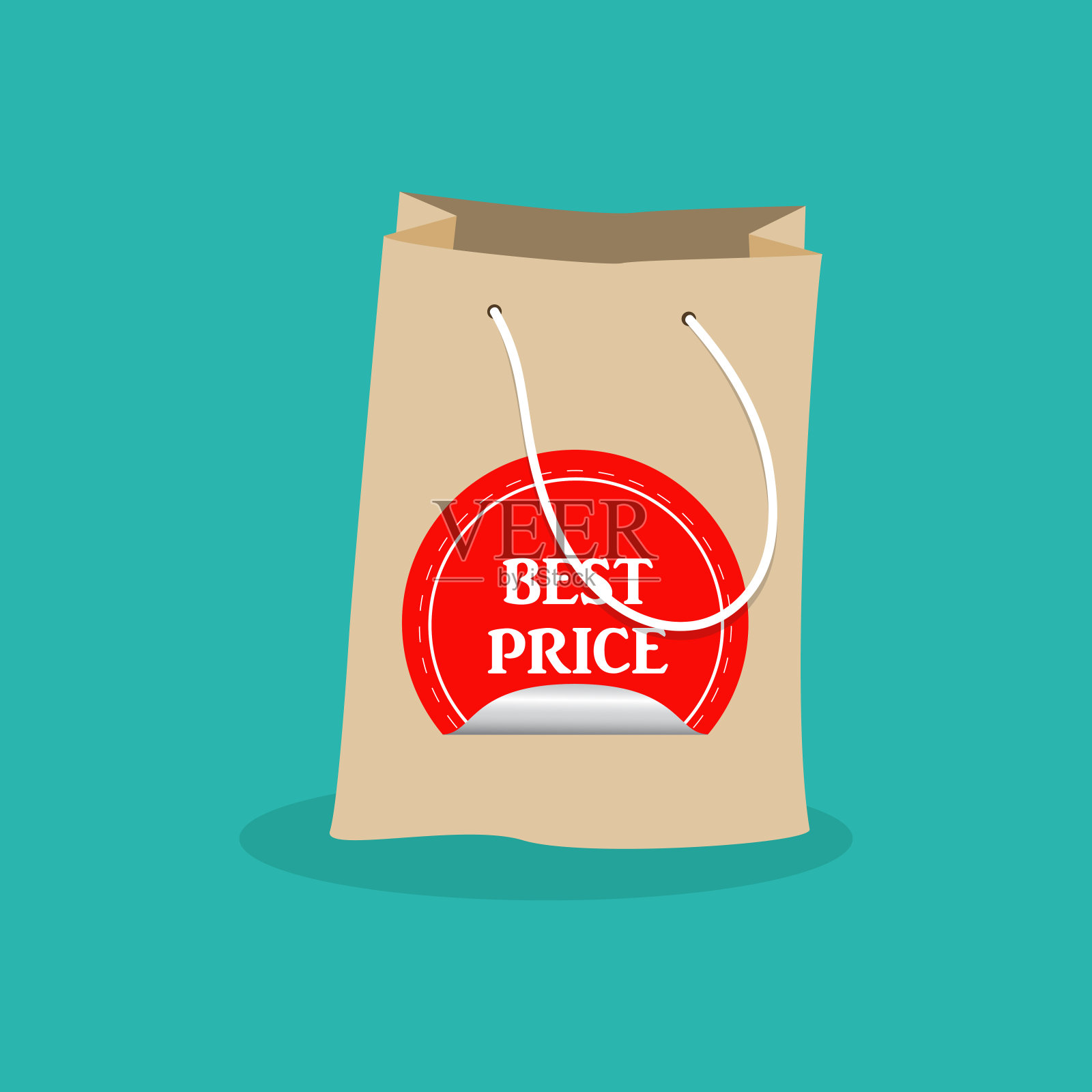 向量。带促销标签购物袋的促销海报设计元素图片