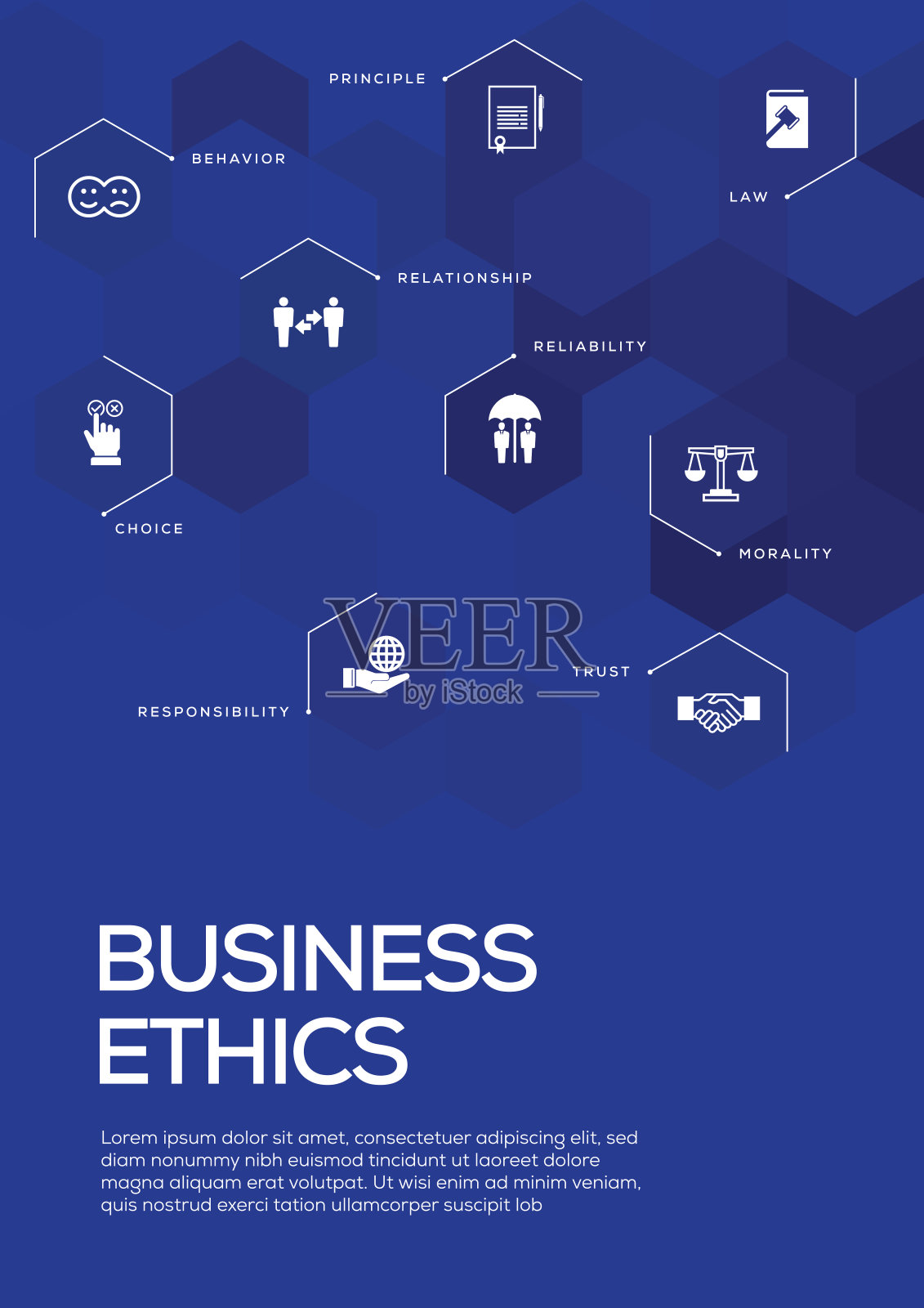 商业道德。宣传册模板布局，封面设计插画图片素材