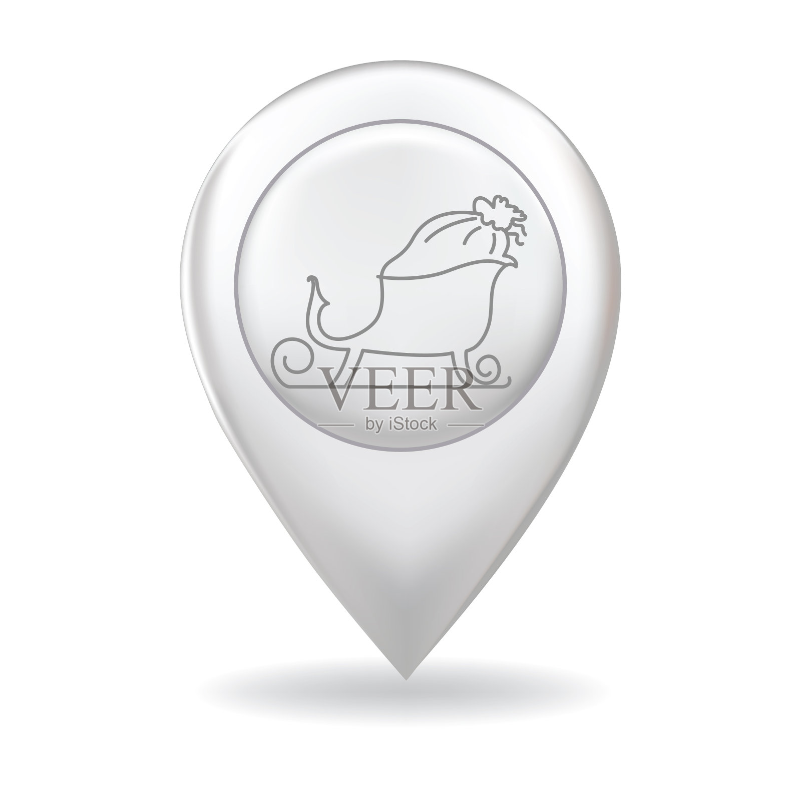 细线图标在地图指针针-圣诞节设计元素图片