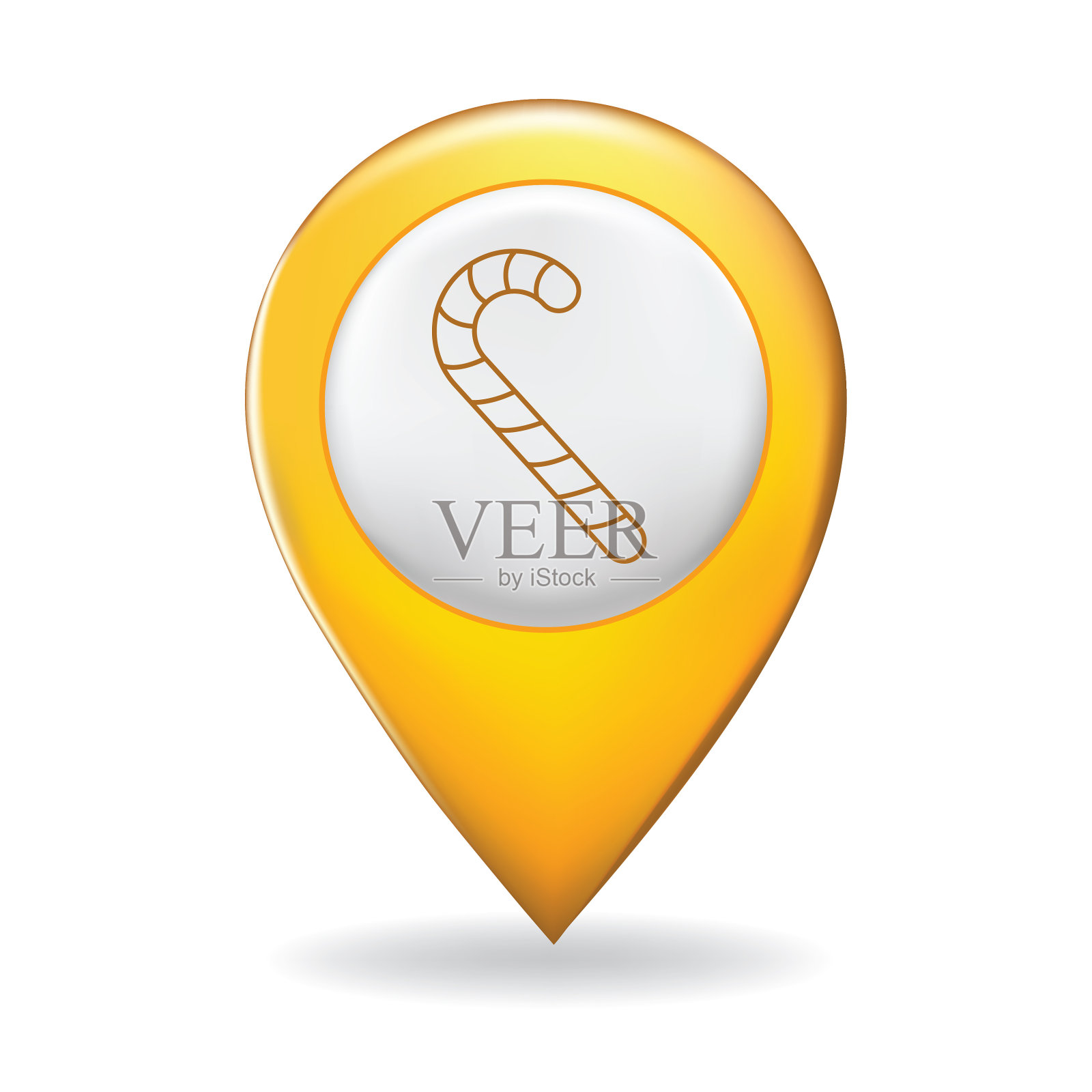 细线图标在地图指针针-圣诞节设计元素图片