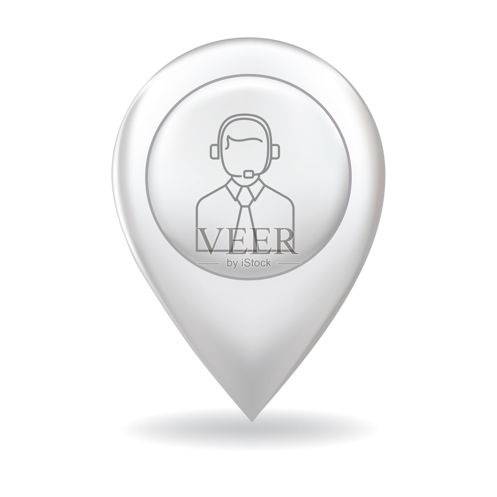 在地图指针针上的细线图标-客户服务插画图片素材