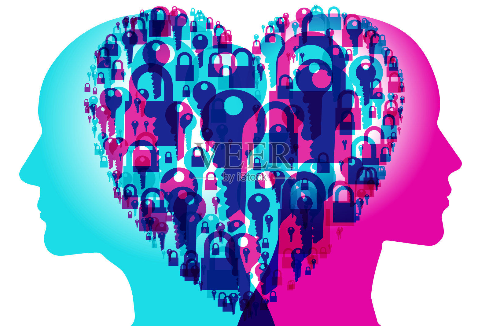 夫妻爱潜在插画图片素材