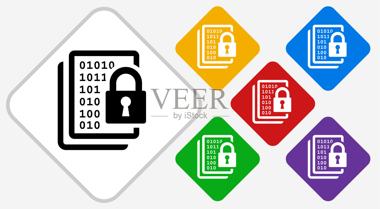 计算机安全彩色钻石矢量图标插画图片素材