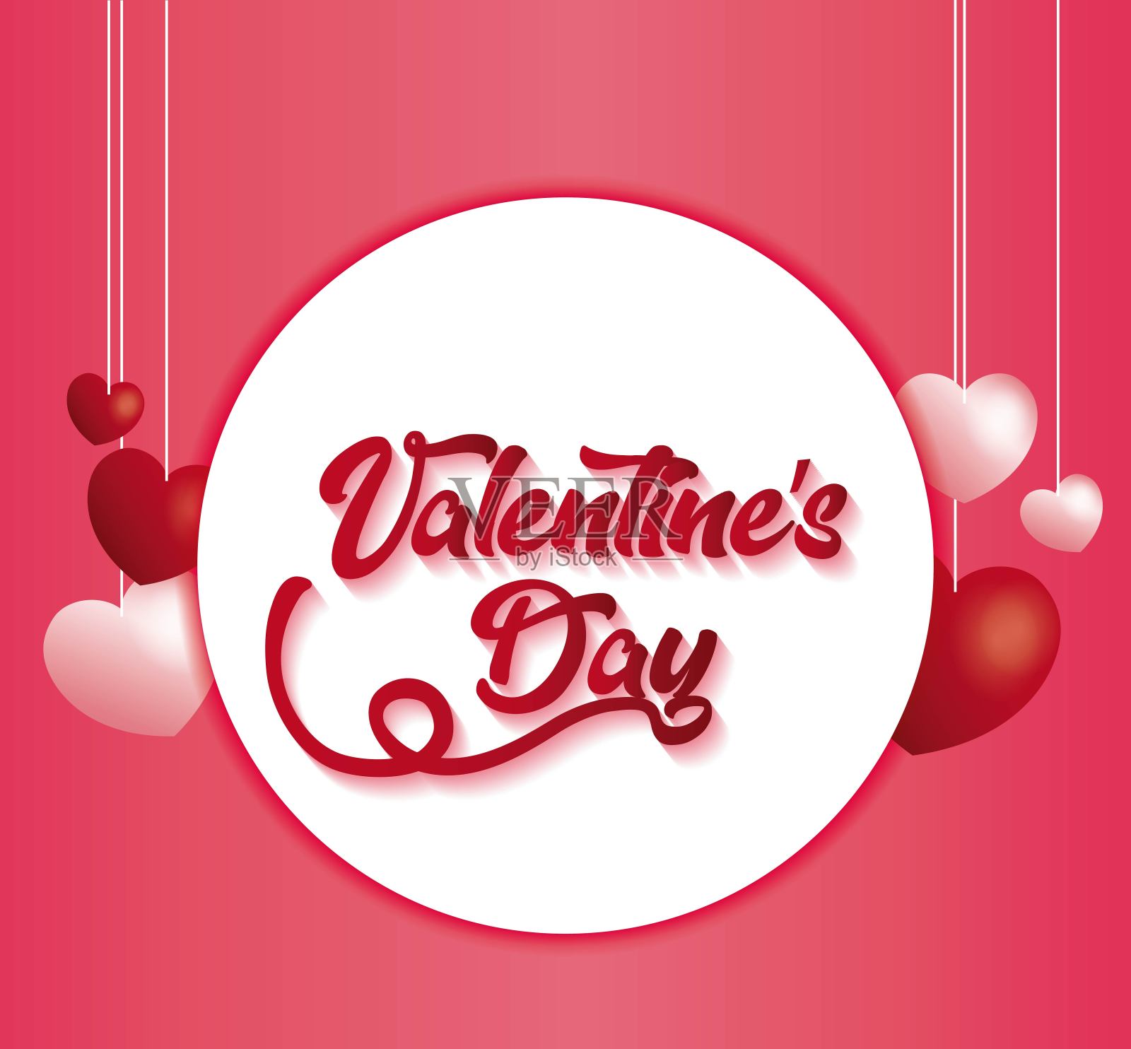 快乐的情人节排版在心形装饰的背景插画图片素材