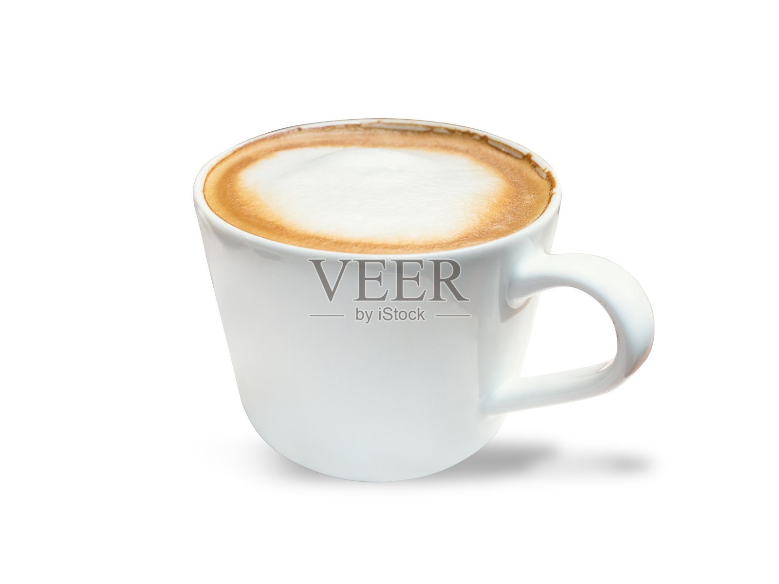 卡布奇诺在玻璃，孤立在白色背景和剪切路径。照片摄影图片