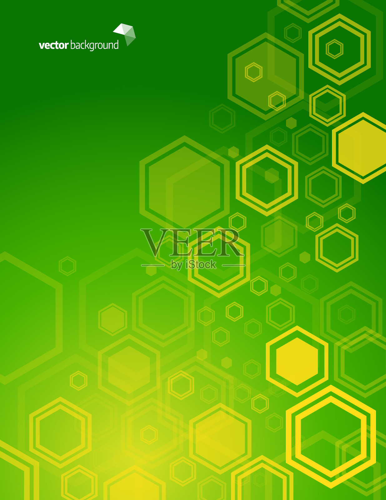 绿色背景与褪色的白色六角形图案插画图片素材