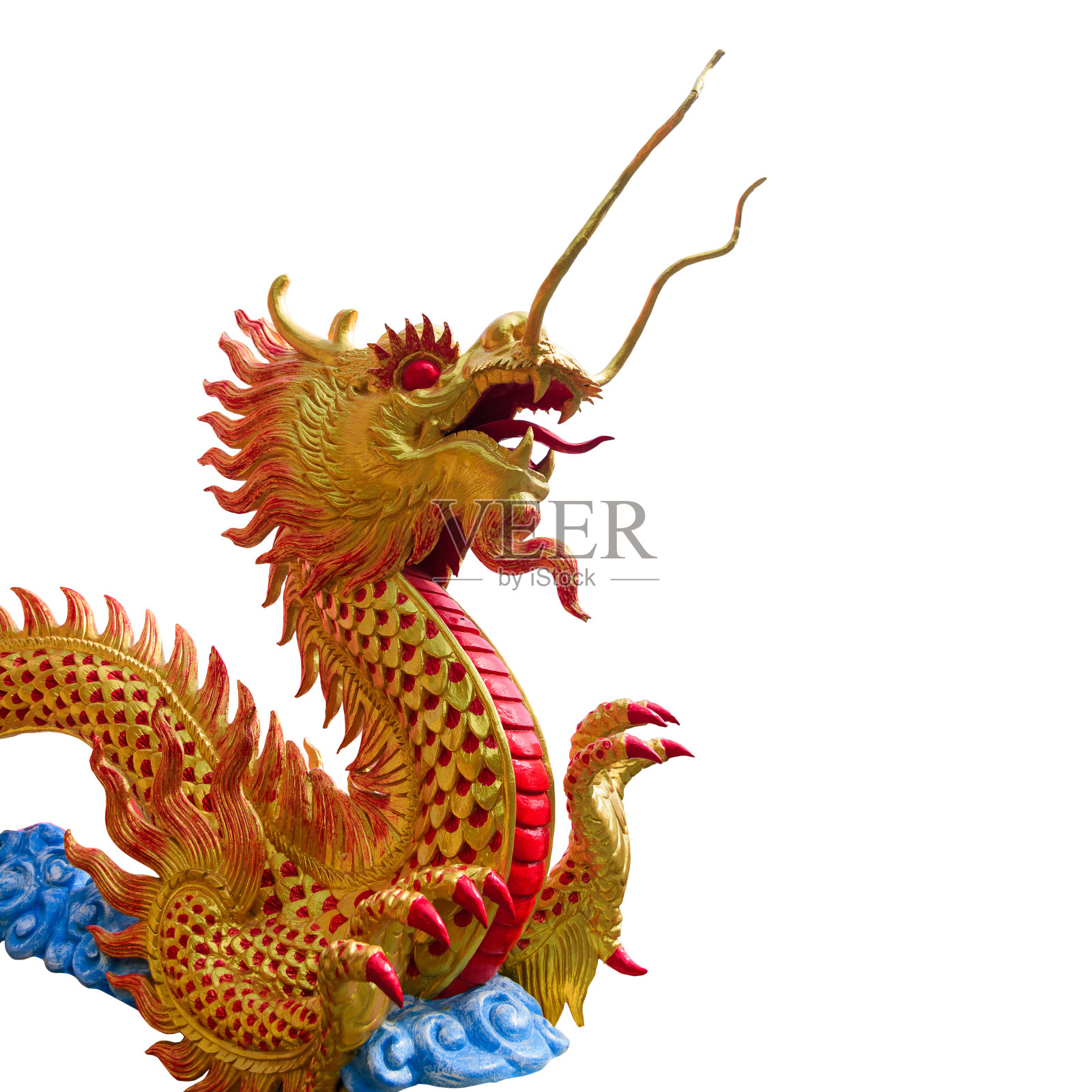 金色的中国龙雕像。照片摄影图片