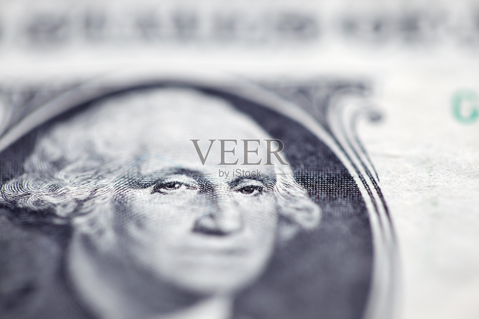 美国总统乔治·华盛顿的头像出现在一美元纸币上照片摄影图片