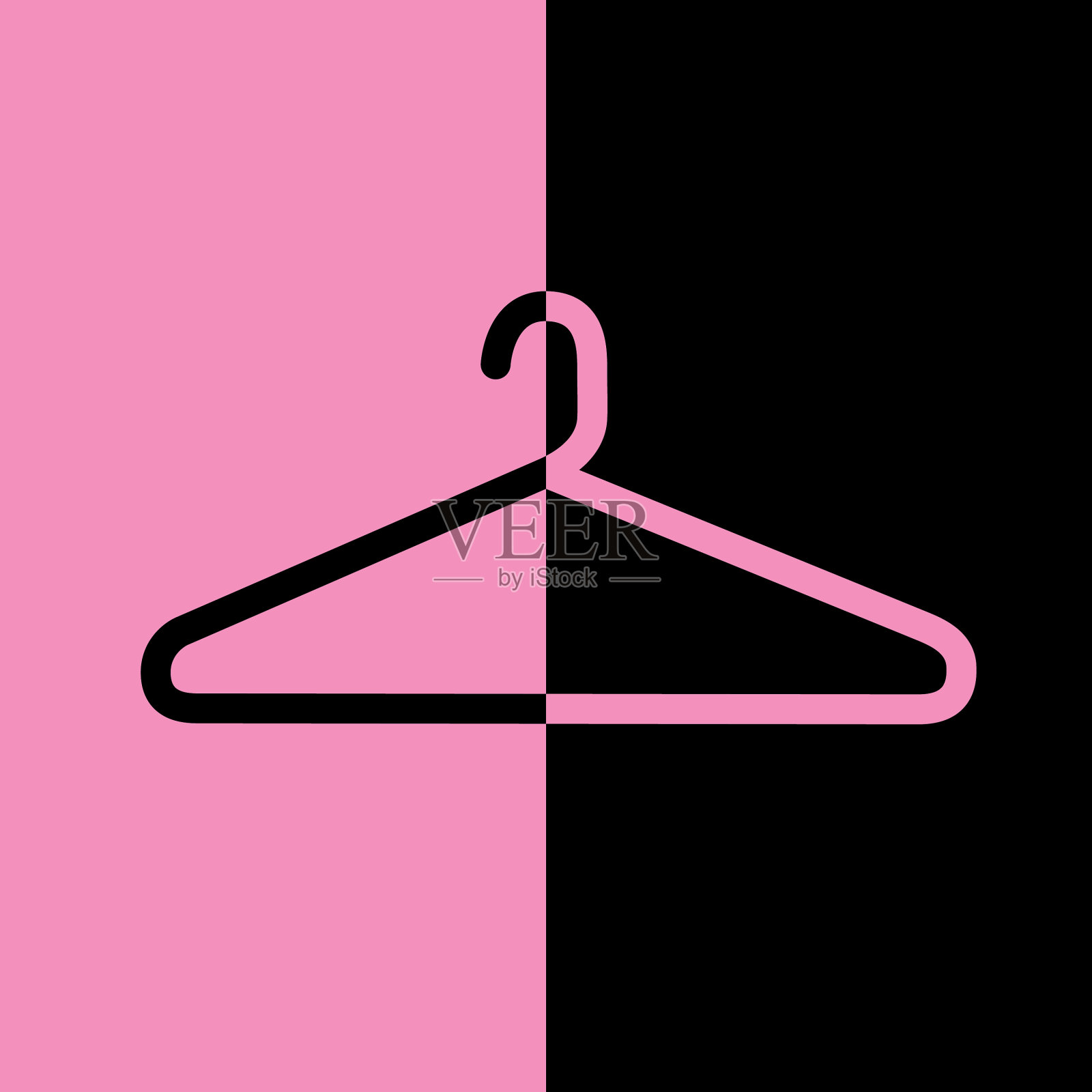 黑色和粉色塑料衣架图标插画图片素材