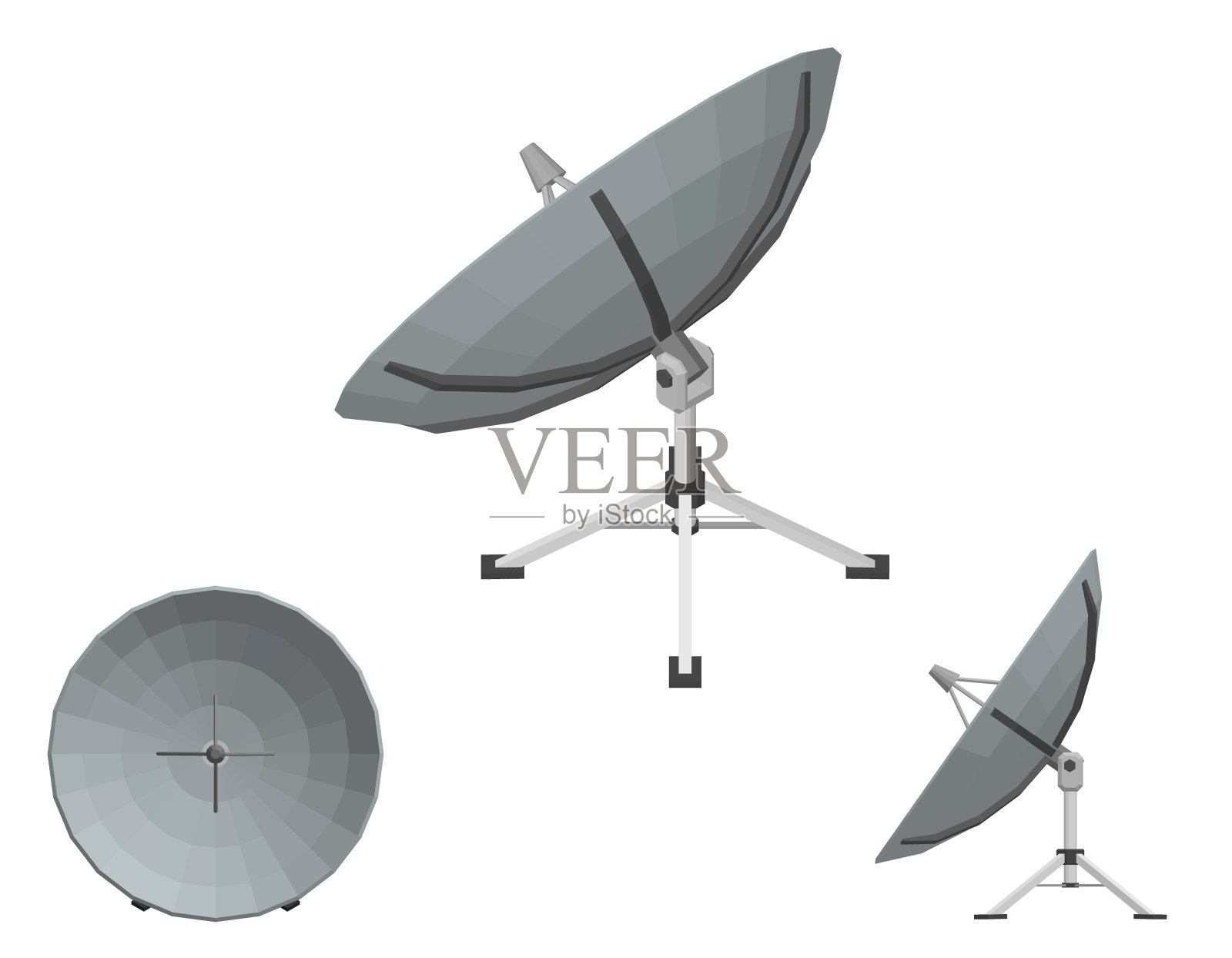 卫星电视天线。孤立在白色背景上。3 d矢量插图。插画图片素材