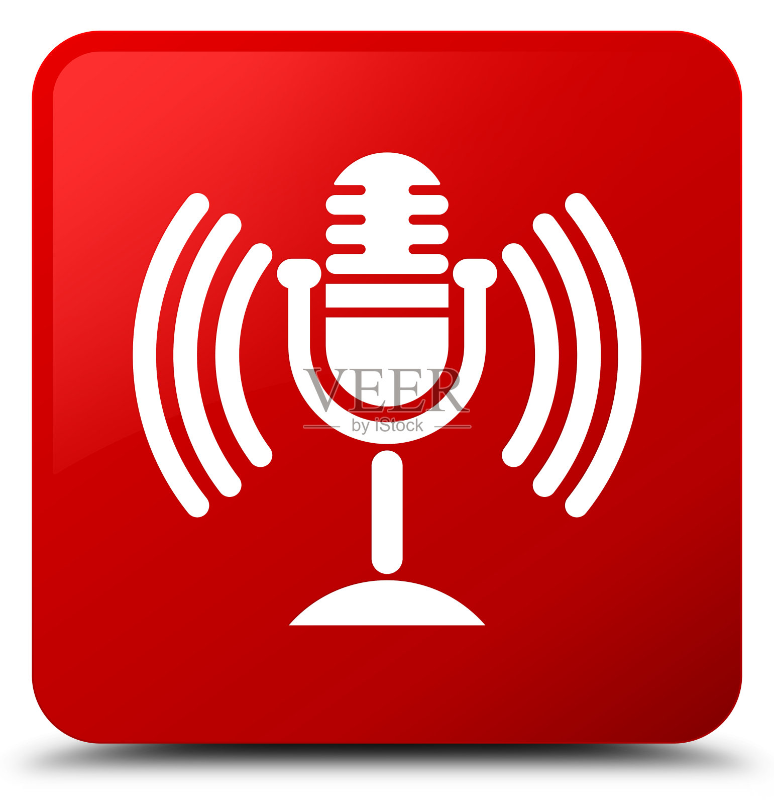 麦克风图标红色方块按钮插画图片素材