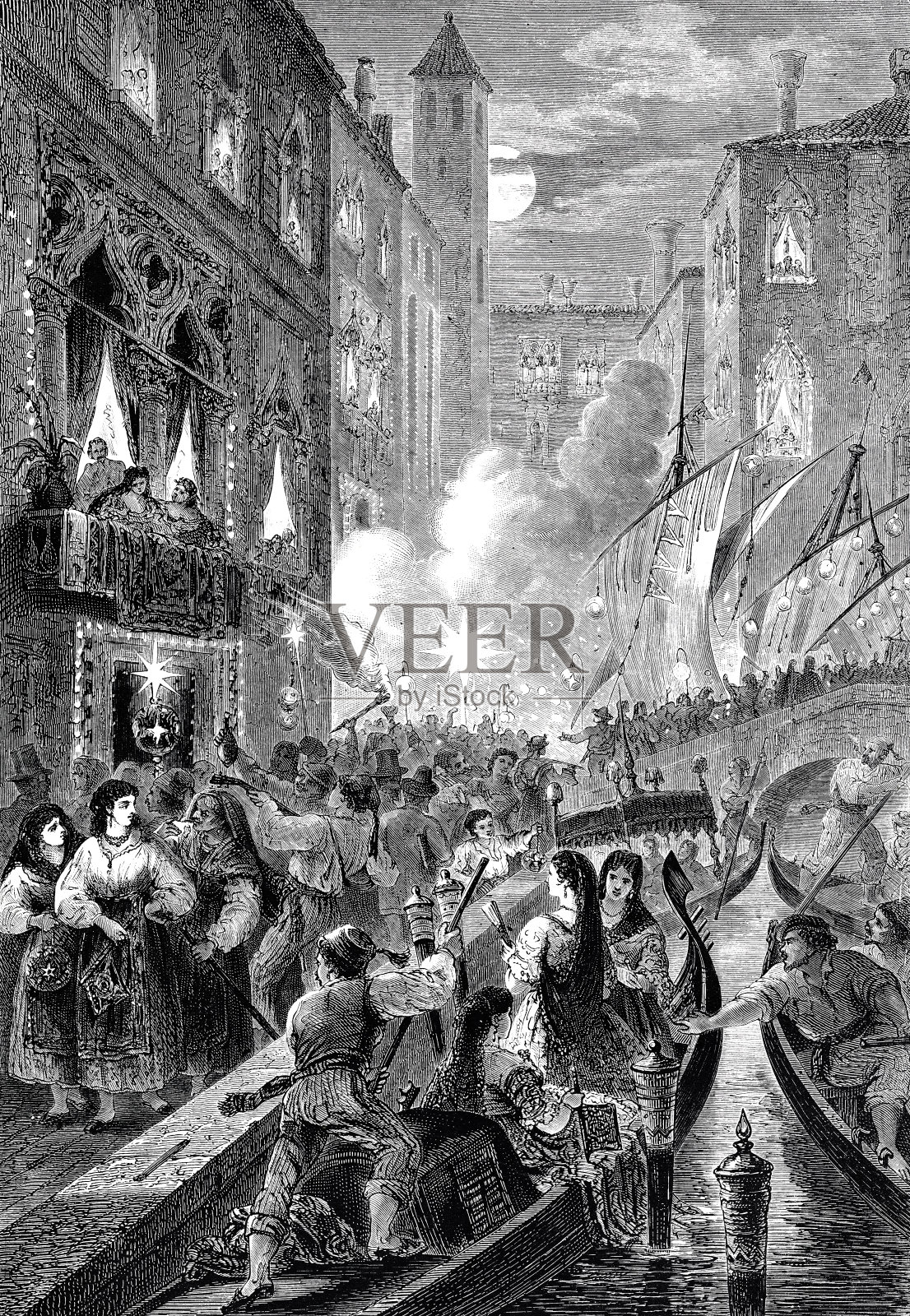 威尼斯的教堂节日插画图片素材