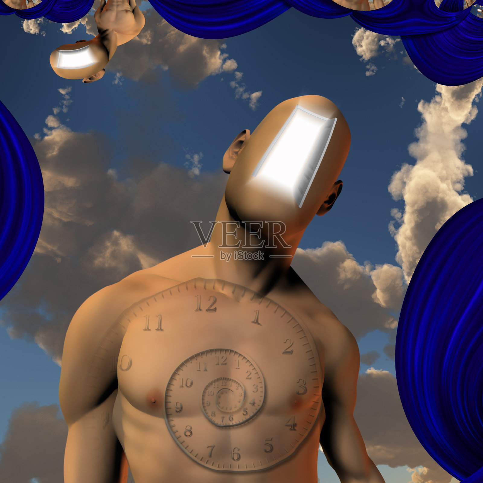 抽象的无脸男人插画图片素材